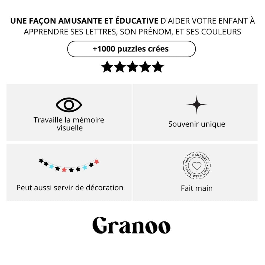 L'unique puzzle éducatif personnalisé - Prénom