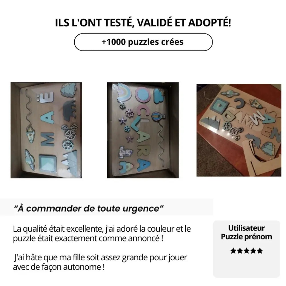 Puzzle éducatif en bois - Prénom